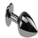 Анальная пробка с кристаллом EGZO - Dark Silver Heart Plug Red size S - мініатюра 3