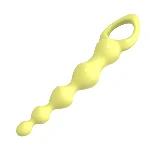 Анальные шарики MELEON Advanced Anal Beads 2, желтая цепочка из TPE с петлей-ручкой - мініатюра 4