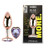 Анальная пробка EGZO Rose Gold Heart Plug Amethyst S с фиолетовым кристаллом - мініатюра 1