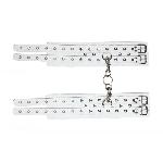 Оковы Leather Double Fix Leg Cuffs, White - мініатюра 2