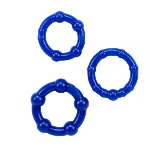 Набор эрекционных колец Beaded Cock Rings, Blue - мініатюра 1