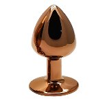 Анальная пробка с кристаллом EGZO - Dark Gold Round Plug Rainbow, size S - мініатюра 3