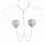 Сексапильные пестисы-сердечки с цепочками и стразами Silver - мініатюра 4