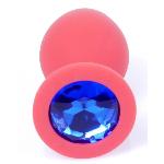 Силиконовая анальная пробка Boss Series - Jewellery Red Silicon PLUG Medium Blue M - мініатюра 3