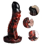 Фантазийный фаллоимитатор с агрессивным рельефом “Dark Red/Black” - мініатюра 1