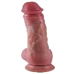 Фаллоимитатор с мошонкой на присоске OYO - Dildo Double Layer Silicone YQW-022 (длина 19 см, диаметр 3.4 см) - мініатюра 3