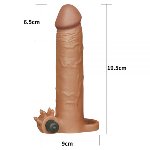 Насадка для увеличения пениса с вибрацией Add 3" Vibrating Penis Sleeve, Brown - мініатюра 6