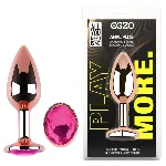Анальная пробка EGZO Rose Gold Round Plug S, гладкая металлическая, с кристаллом, розово-золотистая - мініатюра 1
