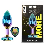 Анальная пробка EGZO Multicolor Heart Plug S с радужным кристаллом, стальная - мініатюра 1