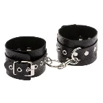 Наручники Leather Double Fix Hand Cuffs, Black - мініатюра 1