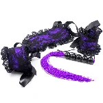 Кружевной БДСМ-набор Purple Obedience , цвет: черно-фиолетовый - мініатюра 1