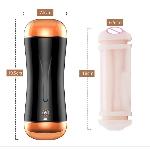 Мастурбатор с двумя входами и вибростимуляцией BOSS Vibrating Masturbation Cup USB 10 function + Interactive Function - мініатюра 4