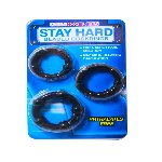Эрекционные кольца STAY HARD набор 3шт разного размера, черные - мініатюра 3