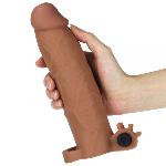 Насадка с вибрацией увеличивающая Add 3" Vibrating Penis Sleeve, Brown - мініатюра 5