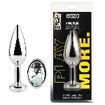 Анальная пробка с кристаллом EGZO - Silver Round Plug Clear size S - мініатюра 1