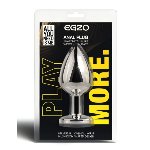 Анальная пробка с кристаллом EGZO - Silver Round Plug Clear size S - мініатюра 5
