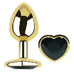 Анальная пробка EGZO Gold Heart Plug M с кристаллом для длительного ношения - мініатюра 1
