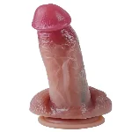 Большой фаллоимитатор с мошонкой на присоске OYO - Dildo Double Layer Silicone YQW-031 (длина 20 см, диаметр 4.1 см) - мініатюра 4