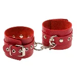 Наручники Leather Double Fix Hand Cuffs, Red - мініатюра 1