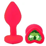 Анальная пробка EGZO Silicone Pink Heart Plug с кристаллом, розовая, размер S - мініатюра 2