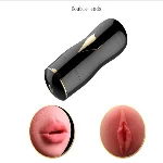 Мастурбатор с двумя входами на присоске Boss Series: Vibrating Masturbation Cup Black - мініатюра 1